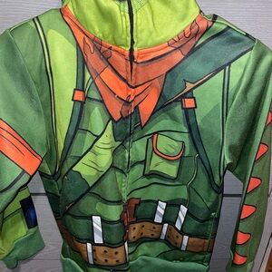 Children's Green Turtle-Inspired Costume Jacket with Orange Accents
